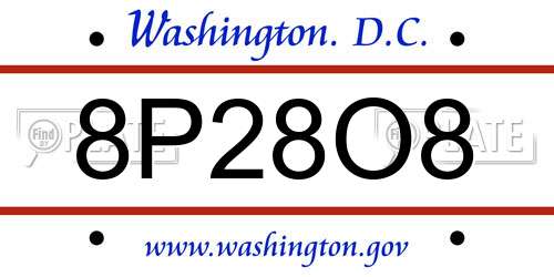 8P28O8 District Of Columbia License Plate