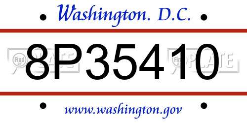 8P35410 District Of Columbia License Plate