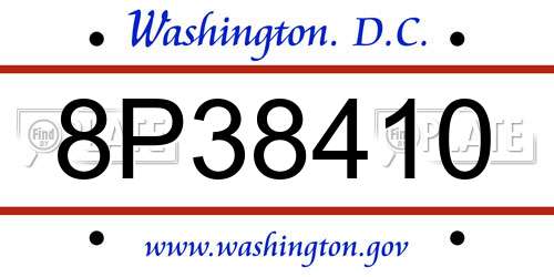 8P38410 District Of Columbia License Plate
