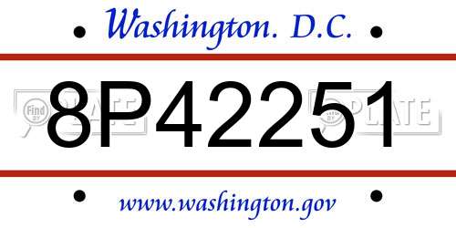 8P42251 District Of Columbia License Plate