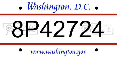 8P42724 District Of Columbia License Plate