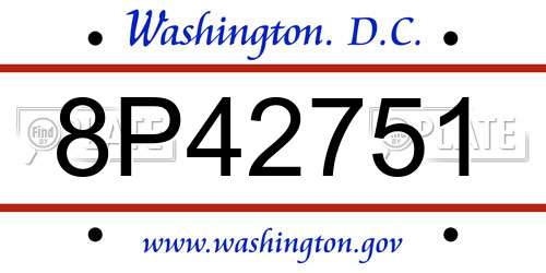 8P42751 District Of Columbia License Plate