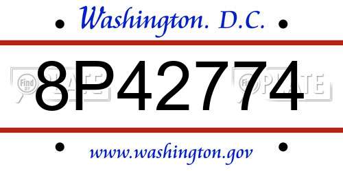 8P42774 District Of Columbia License Plate