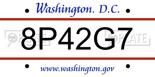 8P42G7 District Of Columbia License Plate