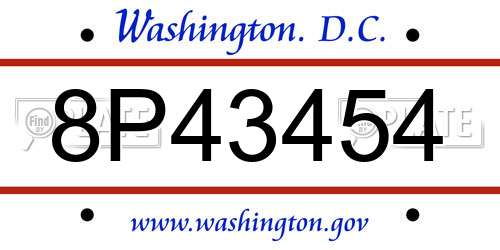 8P43454 District Of Columbia License Plate