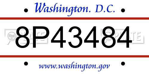 8P43484 District Of Columbia License Plate