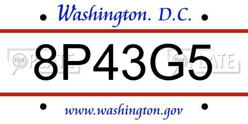 8P43G5 District Of Columbia License Plate
