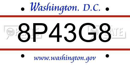 8P43G8 District Of Columbia License Plate