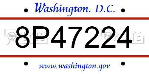 8P47224 District Of Columbia License Plate