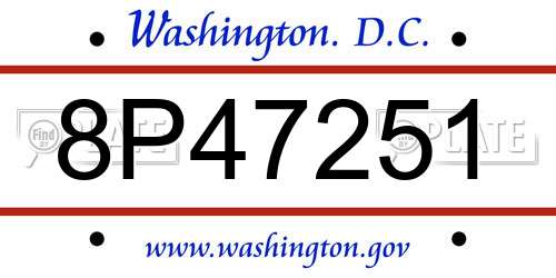 8P47251 District Of Columbia License Plate