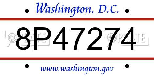 8P47274 District Of Columbia License Plate