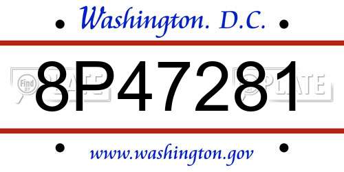 8P47281 District Of Columbia License Plate