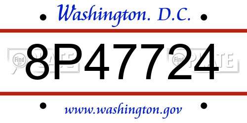 8P47724 District Of Columbia License Plate