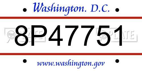 8P47751 District Of Columbia License Plate