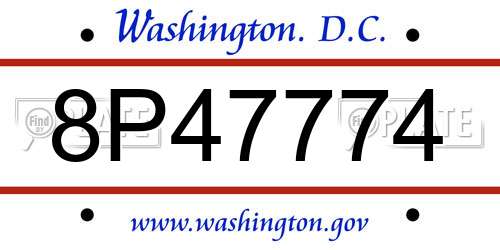 8P47774 District Of Columbia License Plate