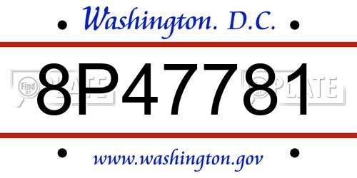 8P47781 District Of Columbia License Plate