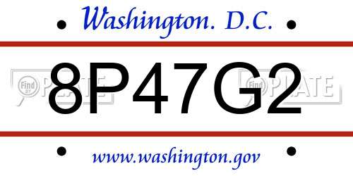 8P47G2 District Of Columbia License Plate