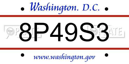 8P49S3 District Of Columbia License Plate