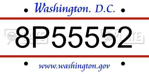8P55552 District Of Columbia License Plate