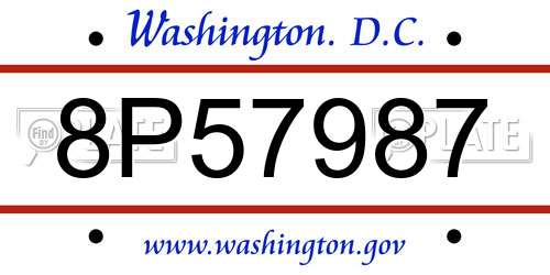 8P57987 District Of Columbia License Plate