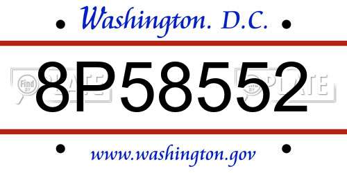 8P58552 District Of Columbia License Plate