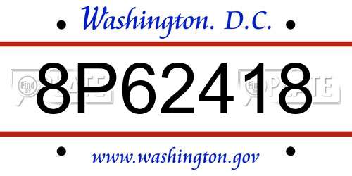8P62418 District Of Columbia License Plate
