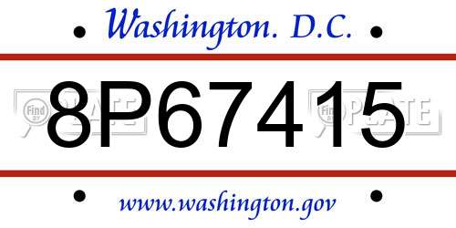 8P67415 District Of Columbia License Plate