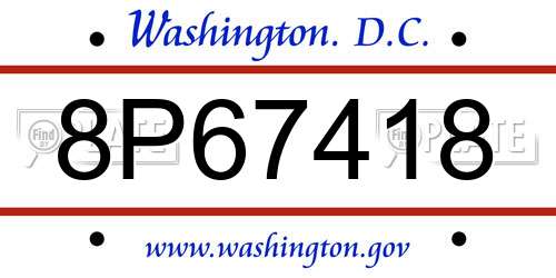 8P67418 District Of Columbia License Plate