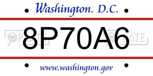 8P70A6 District Of Columbia License Plate