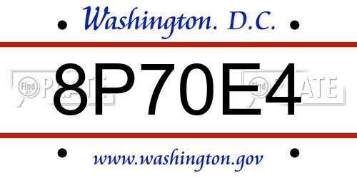 8P70E4 District Of Columbia License Plate
