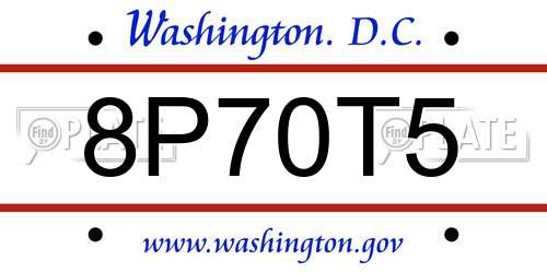 8P70T5 District Of Columbia License Plate