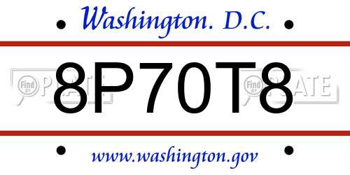 8P70T8 District Of Columbia License Plate