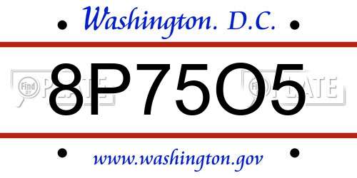 8P75O5 District Of Columbia License Plate