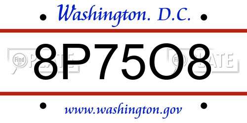 8P75O8 District Of Columbia License Plate