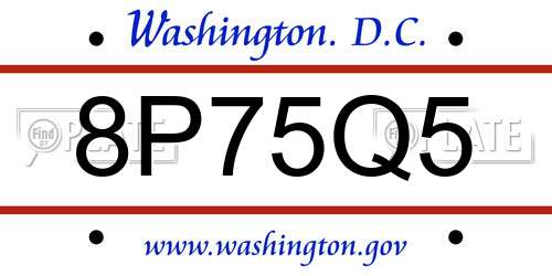 8P75Q5 District Of Columbia License Plate