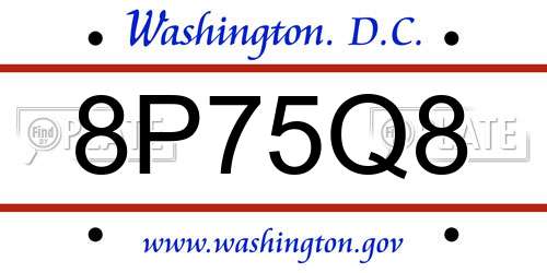 8P75Q8 District Of Columbia License Plate