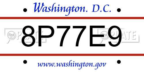 8P77E9 District Of Columbia License Plate