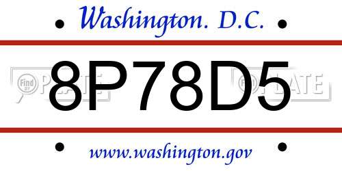 8P78D5 District Of Columbia License Plate