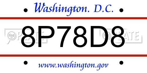 8P78D8 District Of Columbia License Plate