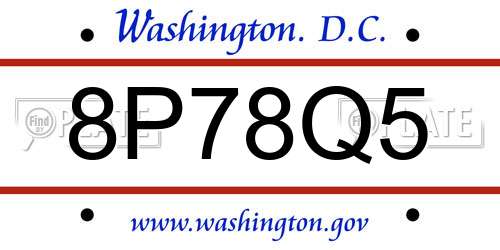 8P78Q5 District Of Columbia License Plate