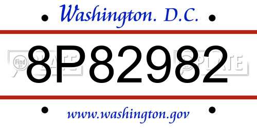 8P82982 District Of Columbia License Plate