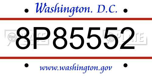 8P85552 District Of Columbia License Plate
