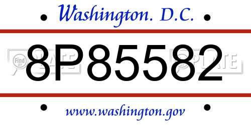 8P85582 District Of Columbia License Plate
