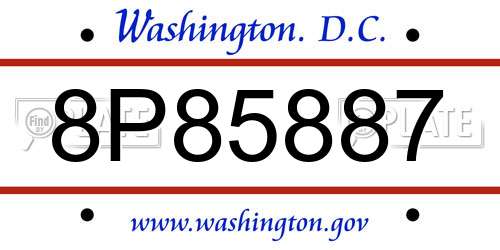 8P85887 District Of Columbia License Plate