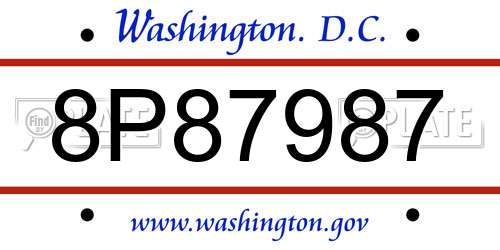 8P87987 District Of Columbia License Plate