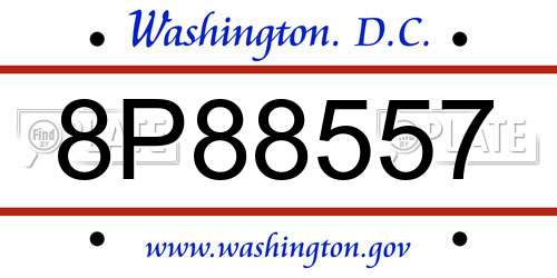 8P88557 District Of Columbia License Plate