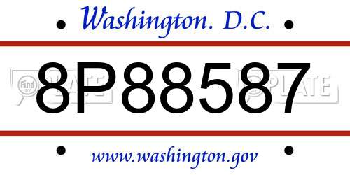 8P88587 District Of Columbia License Plate