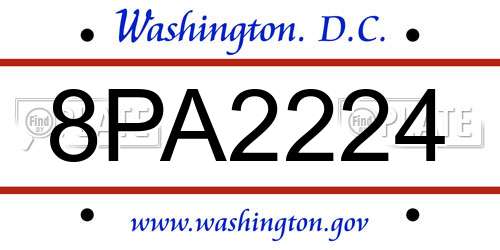 8PA2224 District Of Columbia License Plate