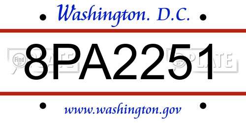 8PA2251 District Of Columbia License Plate