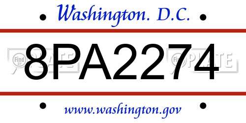 8PA2274 District Of Columbia License Plate